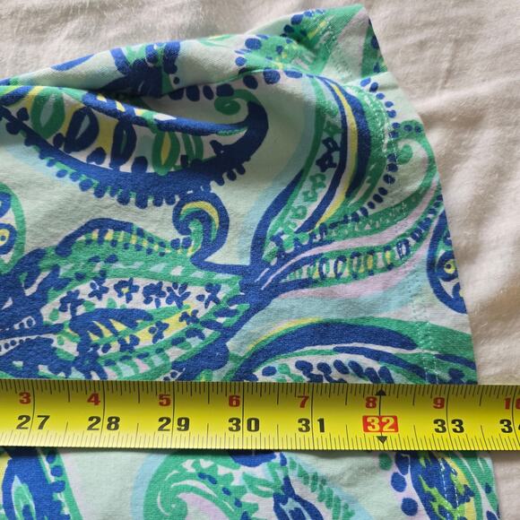 Lily Pulitzer Floral Paisley V-neck Shift Mini Dress Tunic Blue-XS Pima Cotton - Picture 7 of 7